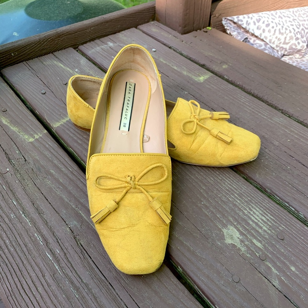 Zara Faux Suede flats Yellow Size EU38/US7.5